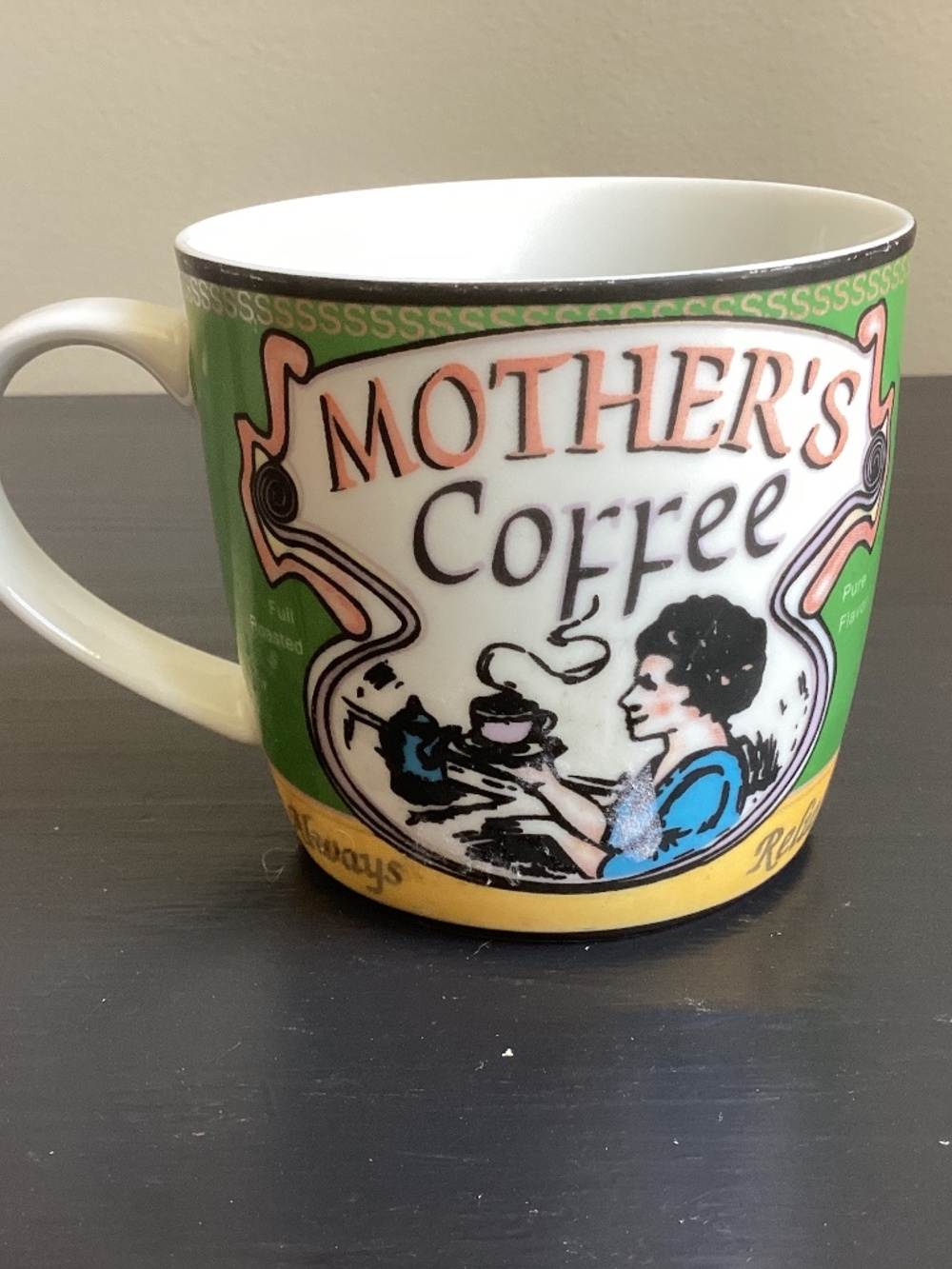 “Mothers Coffee” Retro-Style Coffee Mug Ceramic Multicolor Design